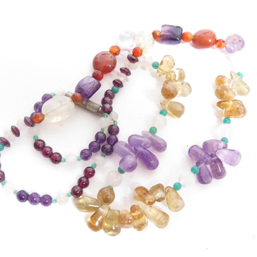 Handcrafted Multi-Colored Gemstone Bead Necklace - image 3